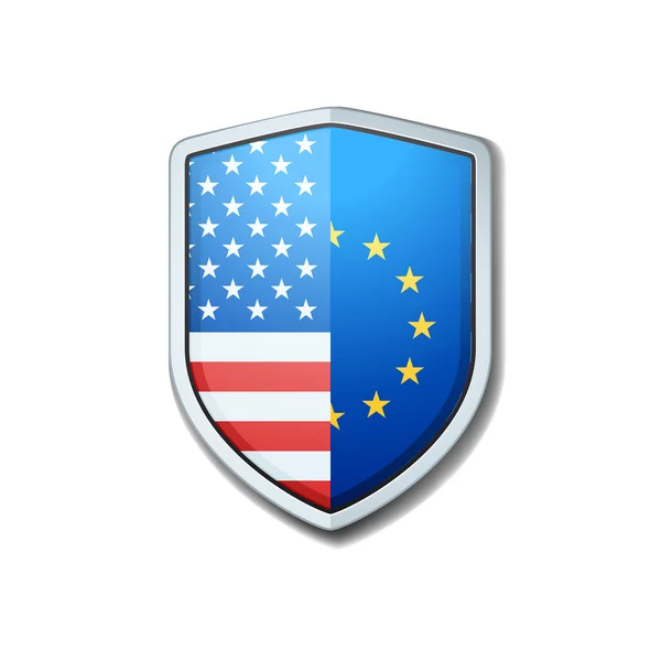 USA & Eu pajzs jele — Stock Vector