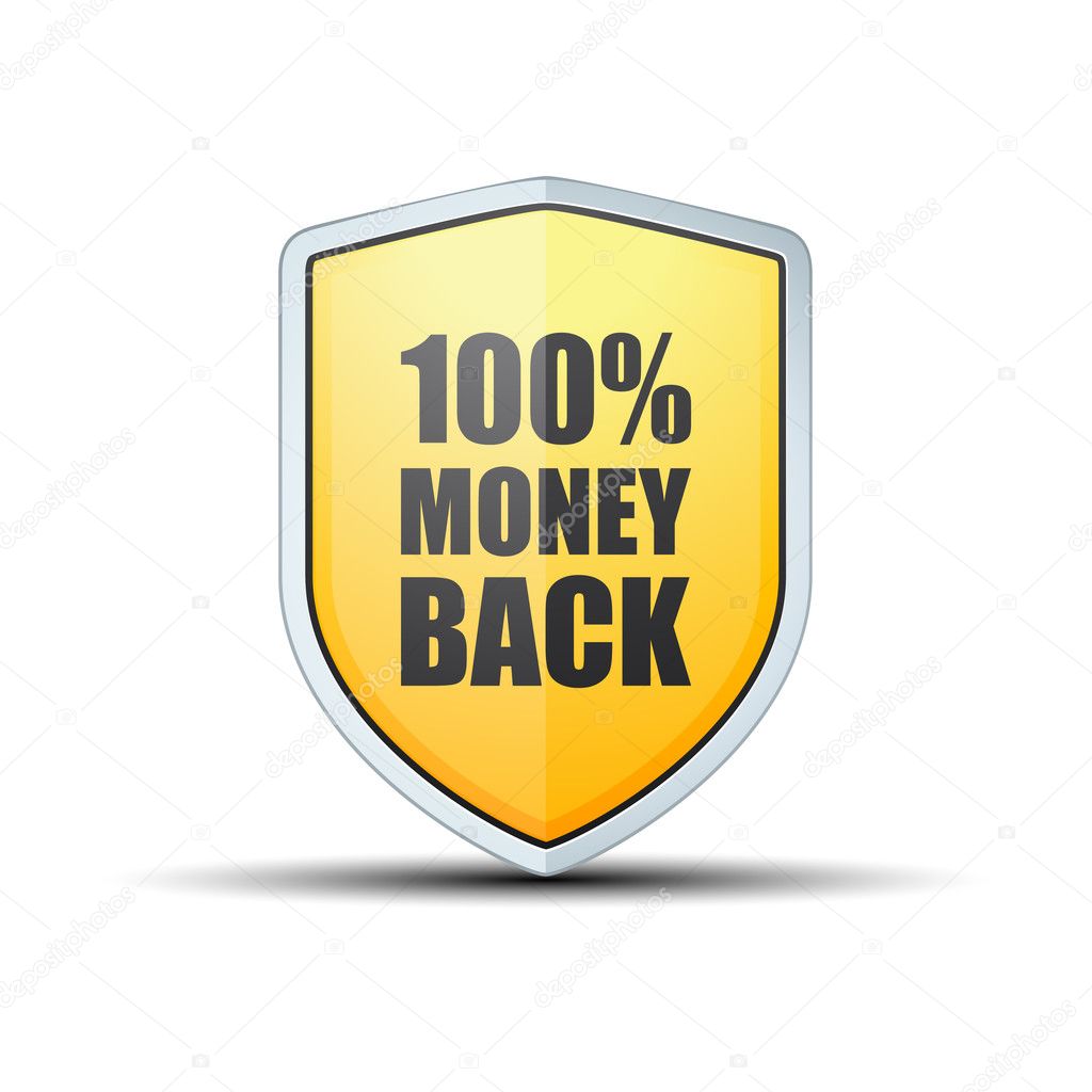 100% Money Back Guarantee shield, Vector illustration