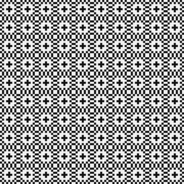 Siyah ve beyaz geometrik süslemeli kusursuz desen. vektör illüstrasyonu