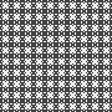 Noktalı siyah beyaz haç deseni, logo üretken hesaplama sanatı çizimi