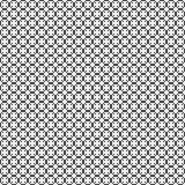 Siyah ve beyaz geometrik şekillerin kusursuz deseni. Üretken hesaplama sanatı vektör çizimi