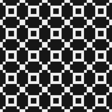 Siyah ve beyaz geometrik şekillerin kusursuz deseni. Üretken hesaplama sanatı vektör çizimi
