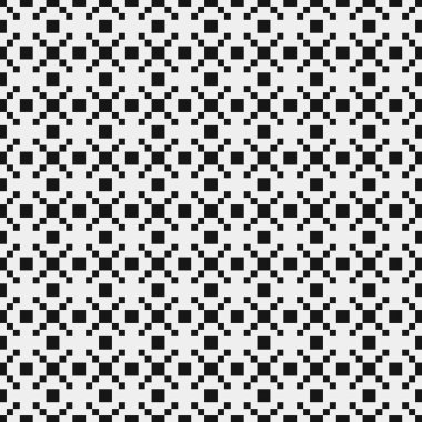 Siyah ve beyaz geometrik şekillerin kusursuz deseni. Üretken hesaplama sanatı vektör çizimi