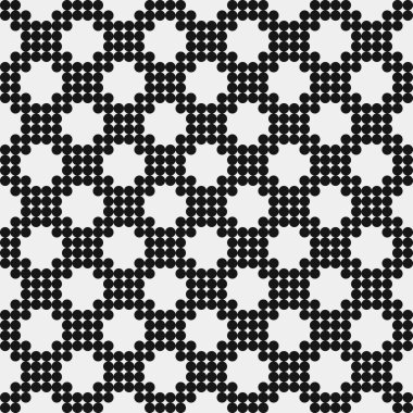 Siyah ve beyaz geometrik şekillerin kusursuz deseni. Üretken hesaplama sanatı vektör çizimi