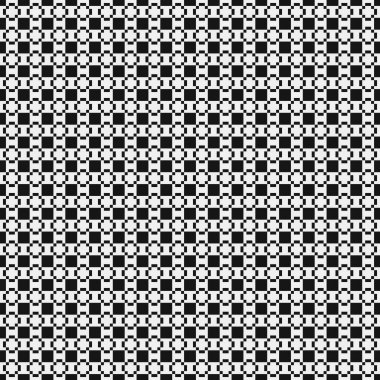Siyah ve beyaz geometrik şekillerin kusursuz deseni. Üretken hesaplama sanatı vektör çizimi