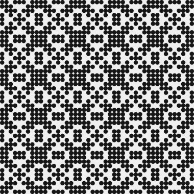 Siyah ve beyaz geometrik şekillerin kusursuz deseni. Üretken hesaplama sanatı vektör çizimi