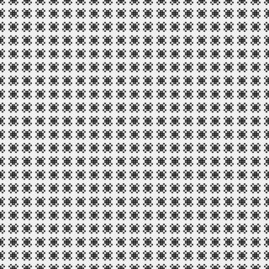 Siyah ve beyaz geometrik şekillerin kusursuz deseni. Üretken hesaplama sanatı vektör çizimi