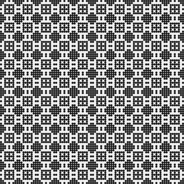 Noktalı siyah beyaz haç deseni, logo üretken hesaplama sanatı çizimi