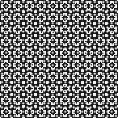 Noktalı siyah beyaz haç deseni, logo üretken hesaplama sanatı çizimi