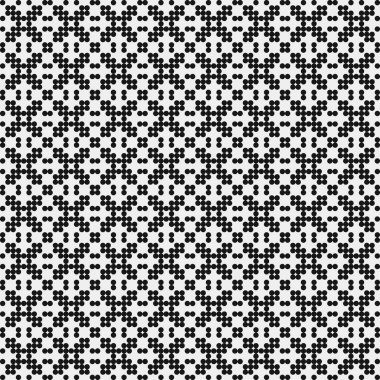 Noktalı siyah beyaz haç deseni, logo üretken hesaplama sanatı çizimi