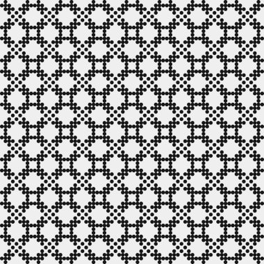 Siyah ve beyaz geometrik şekillerin kusursuz deseni. Üretken hesaplama sanatı vektör çizimi
