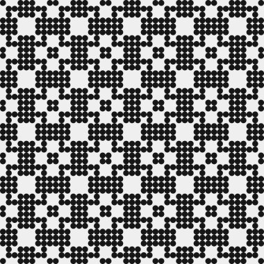 Noktalı siyah beyaz haç deseni, logo üretken hesaplama sanatı çizimi