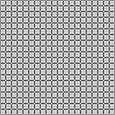 Siyah ve beyaz geometrik şekillerin kusursuz deseni. Üretken hesaplama sanatı vektör çizimi