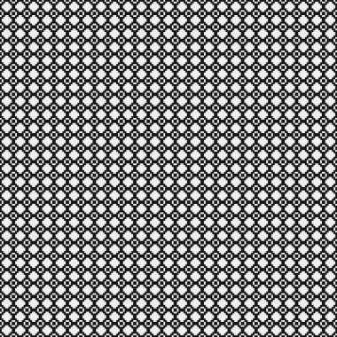 Siyah ve beyaz geometrik şekillerin kusursuz deseni. Üretken hesaplama sanatı vektör çizimi