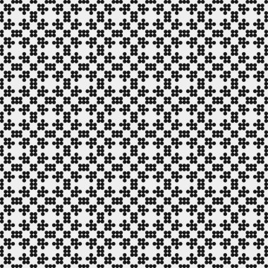 Siyah ve beyaz geometrik şekillerin kusursuz deseni. Üretken hesaplama sanatı vektör çizimi