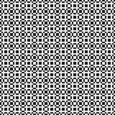 Siyah ve beyaz geometrik şekillerin kusursuz deseni. Üretken hesaplama sanatı vektör çizimi