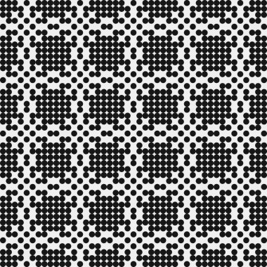 Siyah ve beyaz geometrik şekillerin kusursuz deseni. Üretken hesaplama sanatı vektör çizimi