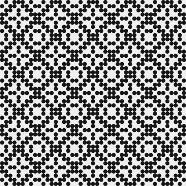 Siyah ve beyaz geometrik şekillerin kusursuz deseni. Üretken hesaplama sanatı vektör çizimi