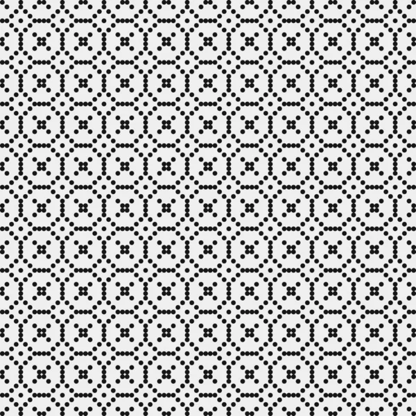 Patrón Geométrico Sin Costura Blanco Negro Con Elementos Punteados Ilustración — Archivo Imágenes Vectoriales