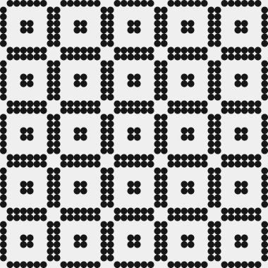 Siyah ve beyaz geometrik şekillerin kusursuz deseni. Üretken hesaplama sanatı vektör çizimi