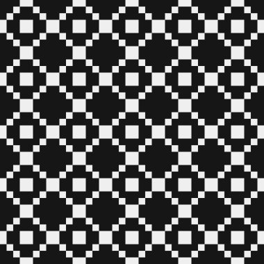 Siyah ve beyaz geometrik şekillerin kusursuz deseni. Üretken hesaplama sanatı vektör çizimi