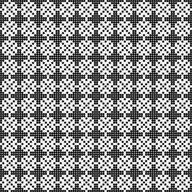 Noktalı siyah beyaz haç deseni, logo üretken hesaplama sanatı çizimi