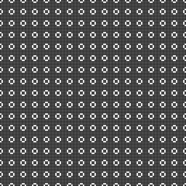 Siyah ve beyaz geometrik şekillerin kusursuz deseni. Üretken hesaplama sanatı vektör çizimi