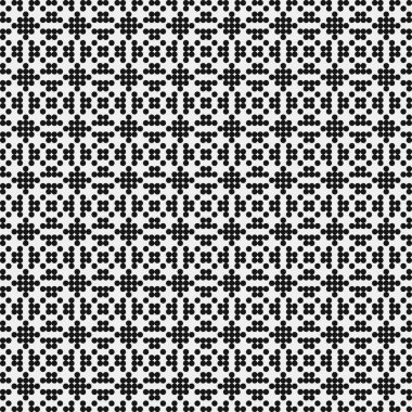 Noktalı siyah beyaz haç deseni, logo üretken hesaplama sanatı çizimi