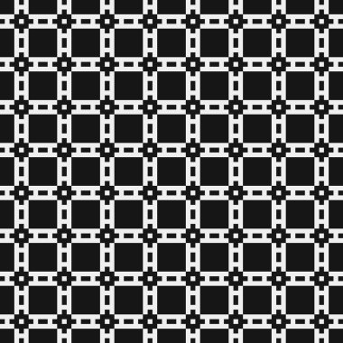 Siyah ve beyaz geometrik süslemeli kusursuz desen. vektör illüstrasyonu