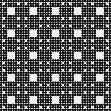 Siyah ve beyaz geometrik şekillerin kusursuz deseni. Üretken hesaplama sanatı vektör çizimi