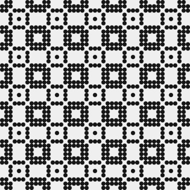 Siyah ve beyaz geometrik şekillerin kusursuz deseni. Üretken hesaplama sanatı vektör çizimi