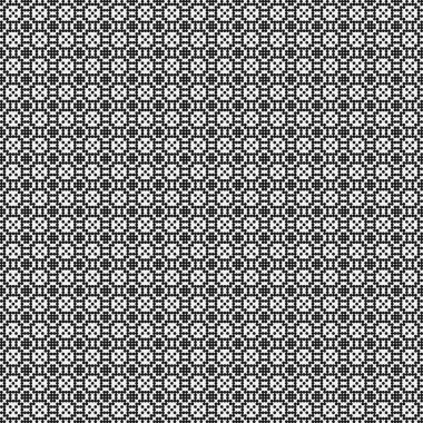 Siyah ve beyaz geometrik şekillerin kusursuz deseni. Üretken hesaplama sanatı vektör çizimi