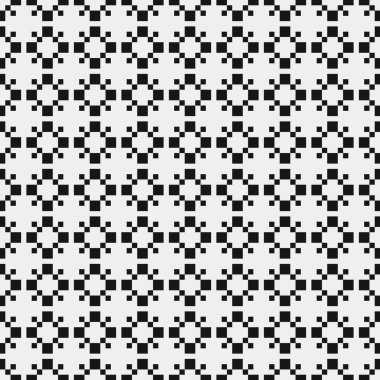 Siyah ve beyaz geometrik şekillerin kusursuz deseni. Üretken hesaplama sanatı vektör çizimi