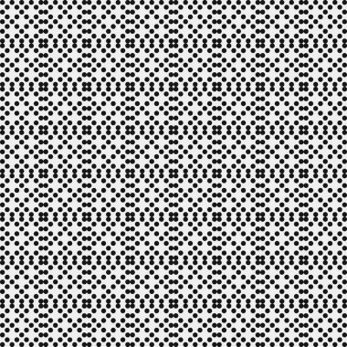 Siyah ve beyaz geometrik şekillerin kusursuz deseni. Üretken hesaplama sanatı vektör çizimi