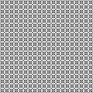 Siyah ve beyaz geometrik şekillerin kusursuz deseni. Üretken hesaplama sanatı vektör çizimi