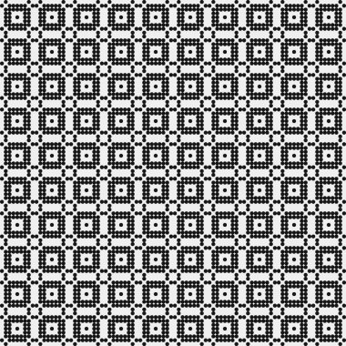 Siyah ve beyaz geometrik şekillerin kusursuz deseni. Üretken hesaplama sanatı vektör çizimi