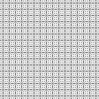 Siyah ve beyaz geometrik şekillerin kusursuz deseni. Üretken hesaplama sanatı vektör çizimi