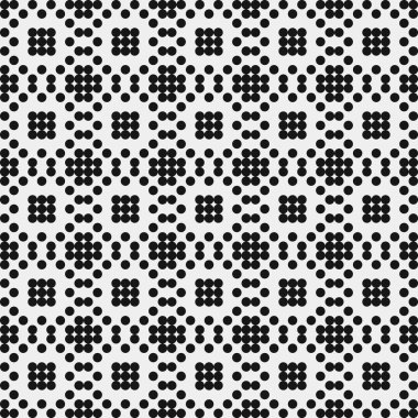 Siyah ve beyaz geometrik şekillerin kusursuz deseni. Üretken hesaplama sanatı vektör çizimi