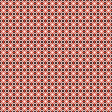 Beyaz zemin üzerinde kırmızı ve siyah noktaların kusursuz deseni