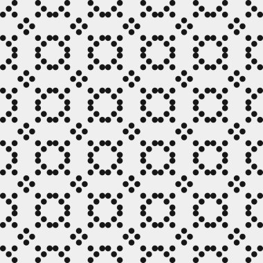 Siyah ve beyaz geometrik şekillerin kusursuz deseni. Üretken hesaplama sanatı vektör çizimi