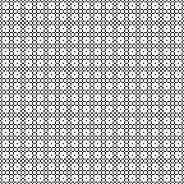 Siyah ve beyaz geometrik şekillerin kusursuz deseni. Üretken hesaplama sanatı vektör çizimi