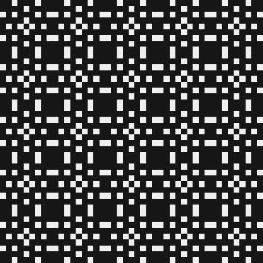 Siyah ve beyaz şekillerin geometrik dikişsiz deseni, vektör illüstrasyonu