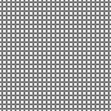 Siyah ve beyaz geometrik şekillerin kusursuz deseni. Üretken hesaplama sanatı vektör çizimi