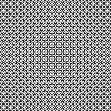 Siyah ve beyaz geometrik şekillerin kusursuz deseni. Üretken hesaplama sanatı vektör çizimi