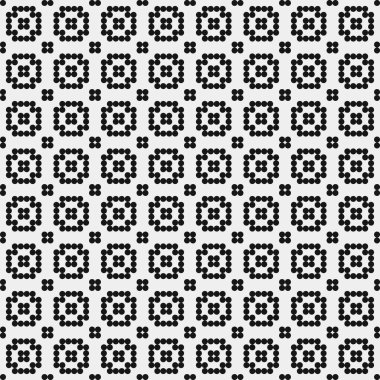 Siyah ve beyaz geometrik şekillerin kusursuz deseni. Üretken hesaplama sanatı vektör çizimi