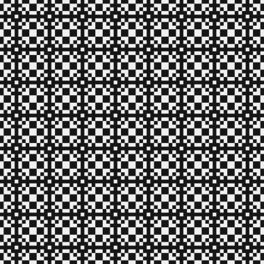 Siyah ve beyaz şekillerin geometrik dikişsiz deseni, vektör illüstrasyonu