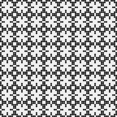 Siyah ve beyaz geometrik şekillerin kusursuz deseni. Üretken hesaplama sanatı vektör çizimi