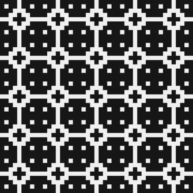 Siyah ve beyaz şekillerin geometrik dikişsiz deseni, vektör illüstrasyonu