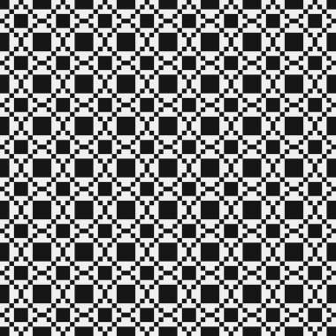 Siyah ve beyaz şekillerin geometrik dikişsiz deseni, vektör illüstrasyonu