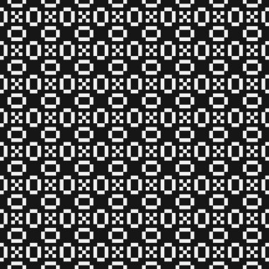 Siyah ve beyaz şekillerin geometrik dikişsiz deseni, vektör illüstrasyonu